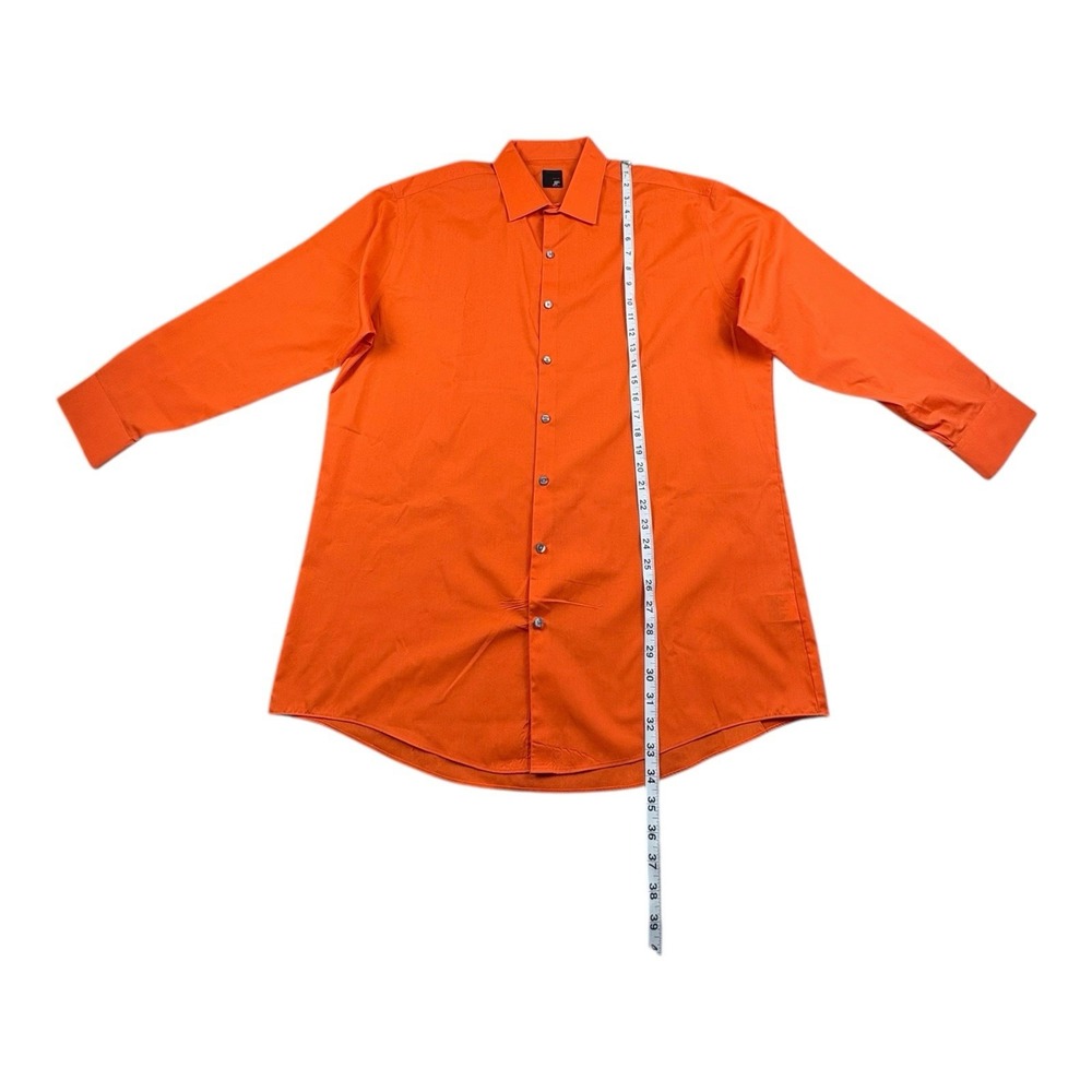 JF J. Ferrar Slim Fit Orange Dress Shirt XL 17-17.5 32/33 Long Sleeve - Picture 8 of 8